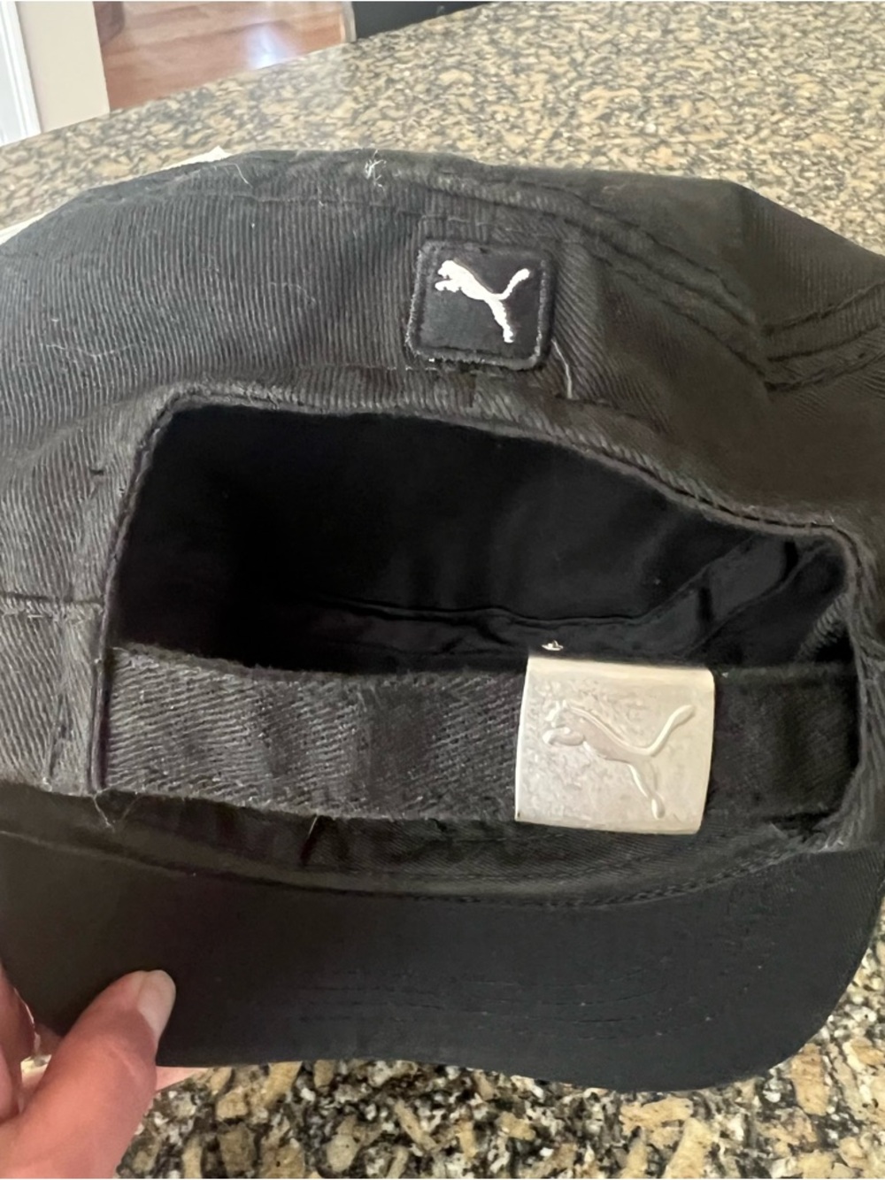 Puma Black Hat with White Logo (Fidel style- cadet cap- short brim) - Picture 4 of 5